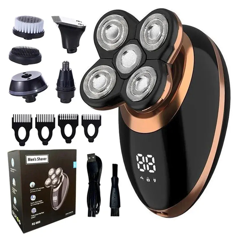 5-in-1 Electric Bald Head Shaver – Rechargeable Grooming Kit