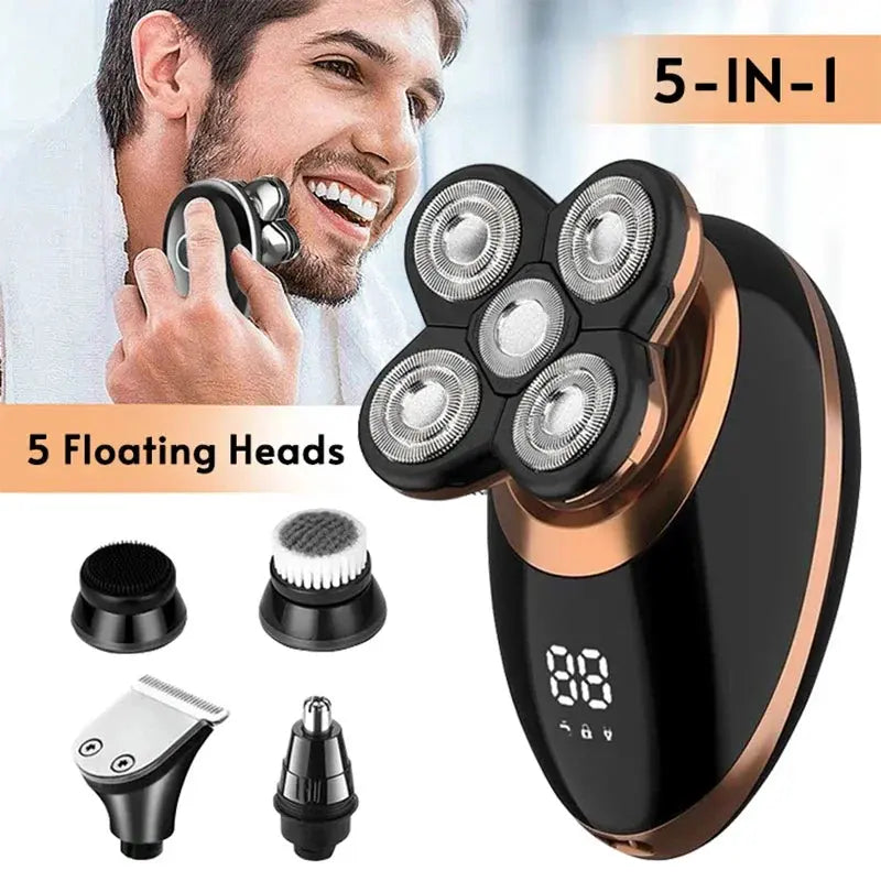 5-in-1 Electric Bald Head Shaver – Rechargeable Grooming Kit