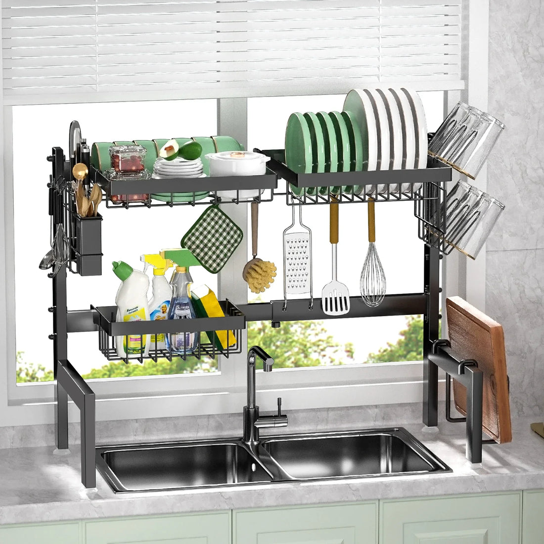 Over-the-Sink Dish Drying Rack – Adjustable & Rust-Proof!